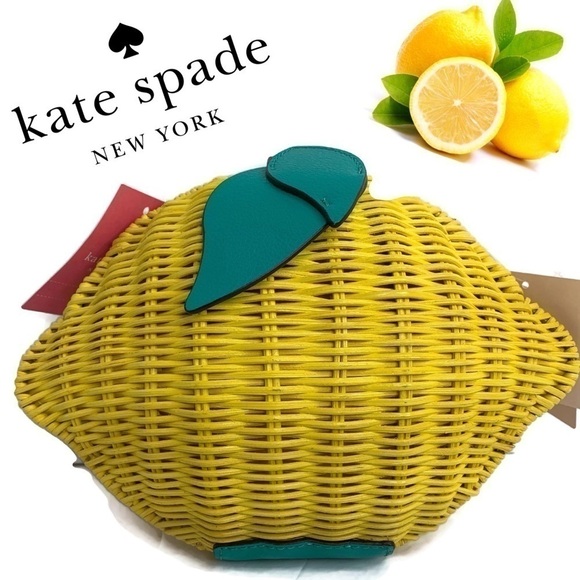 Kate Spade Wicker Yellow Lemon 🍋 Bag NWT Summer - Picture 5 of 5